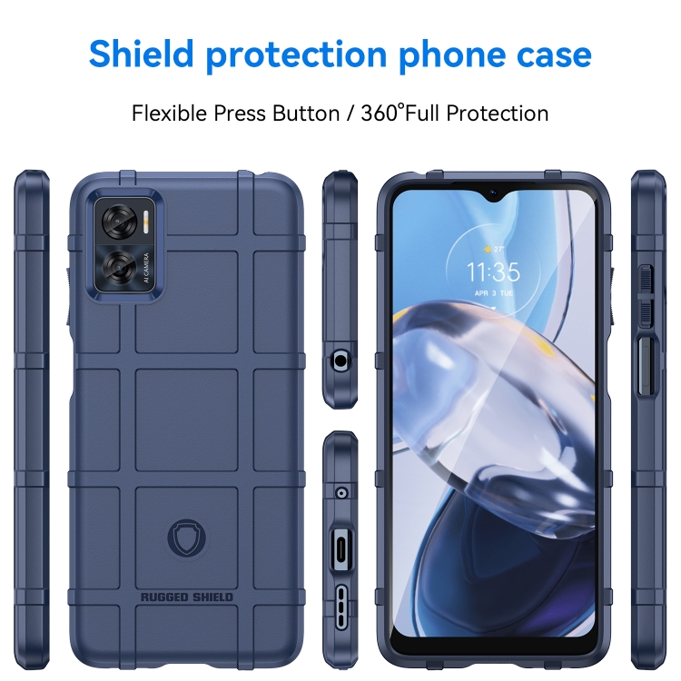 SKLO + PUZDRO 2v1 pre Motorola Moto E22 / E22i - Tvrdené COVERAGE modré