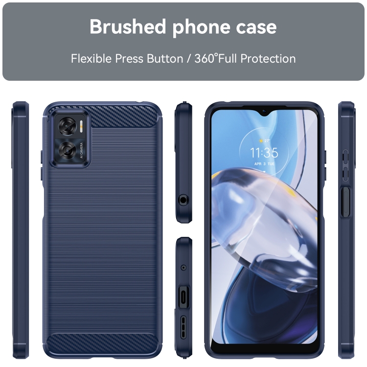 SKLO + PUZDRO 2v1 pre Motorola Moto E22 / E22i - Tvrdené CARBON modré