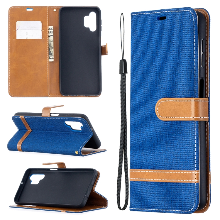 SKLO + PUZDRO 2v1 pre Samsung Galaxy A32 5G - Knižkové DENIM modré