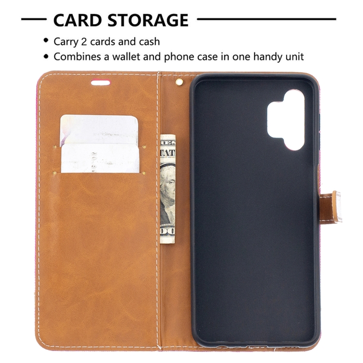 SKLO + PUZDRO 2v1 pre Samsung Galaxy A32 5G - Knižkové DENIM ružové