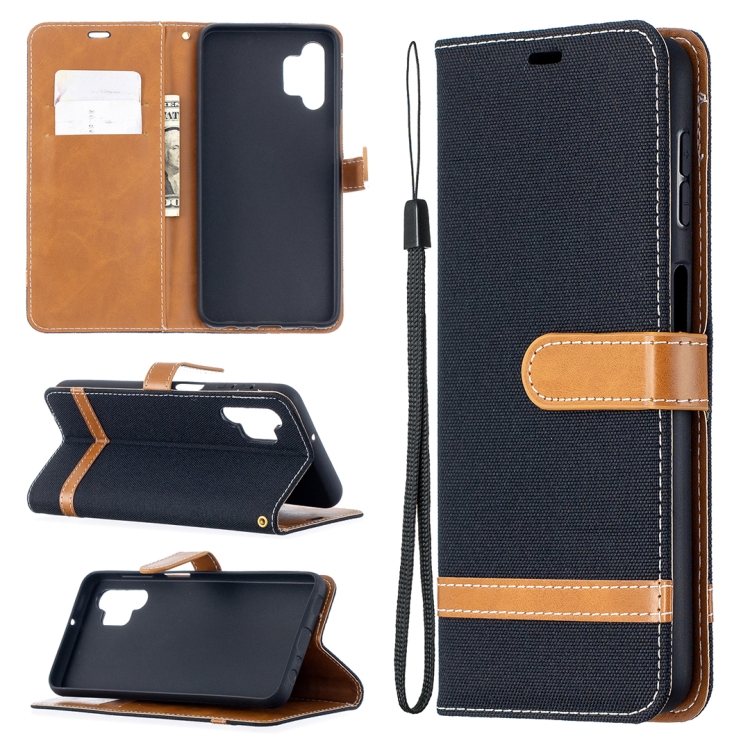 SKLO + PUZDRO 2v1 pre Samsung Galaxy A32 5G - Knižkové DENIM čierne