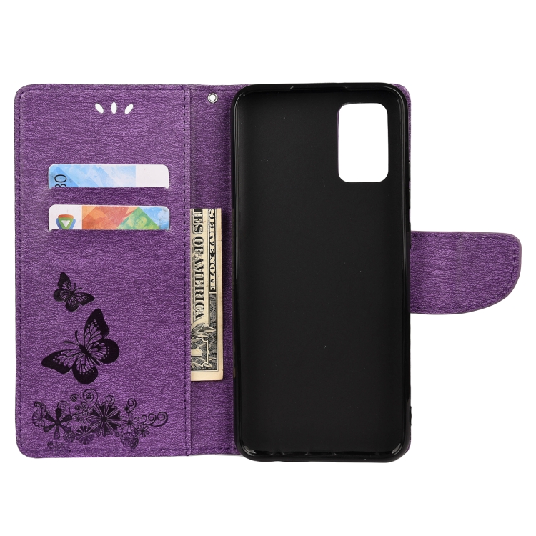 SKLO + PUZDRO 2v1 pre Samsung Galaxy A32 5G - Knižkové BUTTERFLY fialové