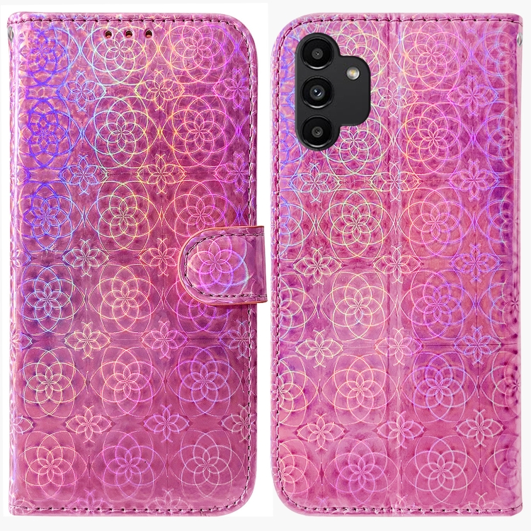 SKLO + PUZDRO 2v1 pre Samsung Galaxy A13 4G - Knižkové COLORFUL ružové