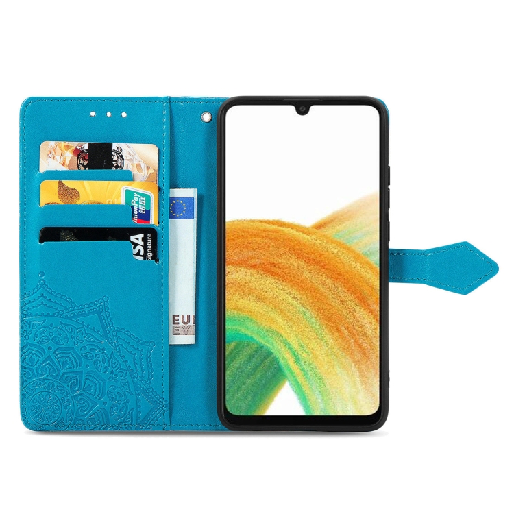 Knižkové puzdro pre Samsung Galaxy A13 4G - FLOWER MANDALA modré