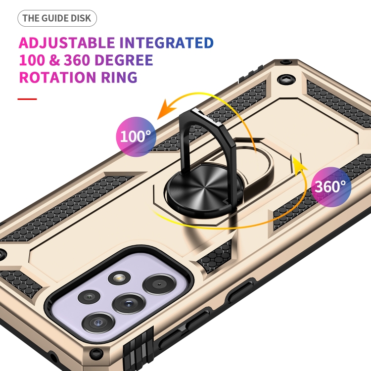 SKLO + PUZDRO 2v1 pre Samsung Galaxy A33 5G - Tvrdené RING ARMOR zlaté