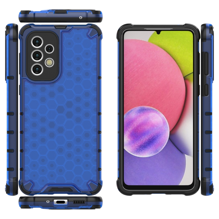 Tvrdený kryt pre Samsung Galaxy A33 5G - HONEYCOMB modrý