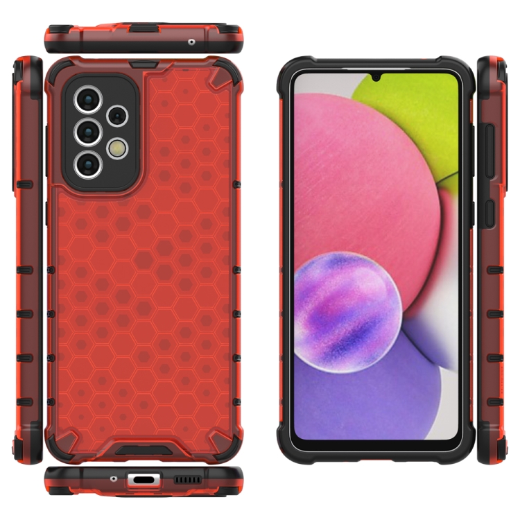 Tvrdený kryt pre Samsung Galaxy A33 5G - HONEYCOMB červený