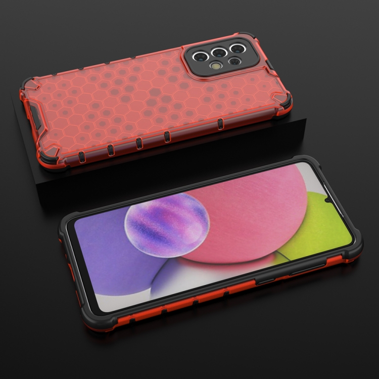 Tvrdený kryt pre Samsung Galaxy A33 5G - HONEYCOMB červený