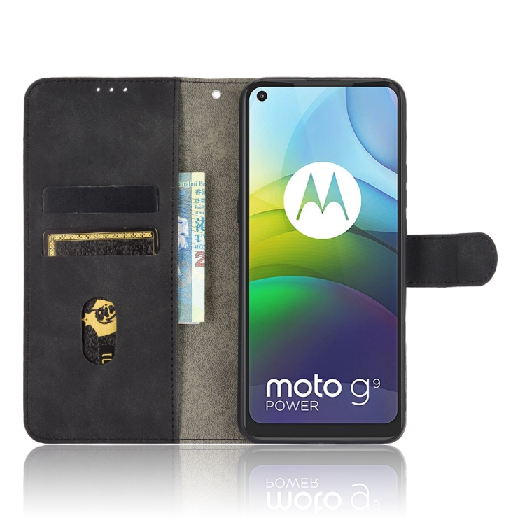 SKLO + PUZDRO 2v1 pre Motorola Moto G9 Power - Knižkové SOLID čierne