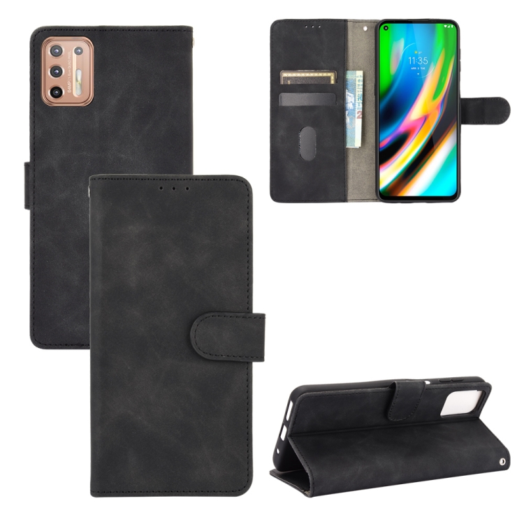 SKLO + PUZDRO 2v1 pre Motorola Moto G9 Plus - Knižkové SOLID čierne