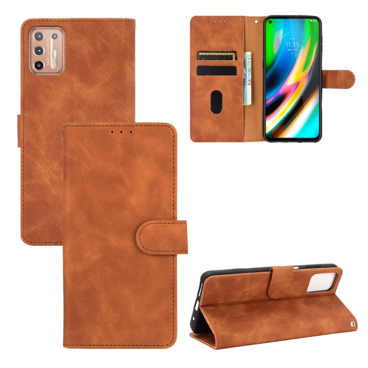 Knižkové puzdro pre Motorola Moto G9 Plus - SOLID hnedé