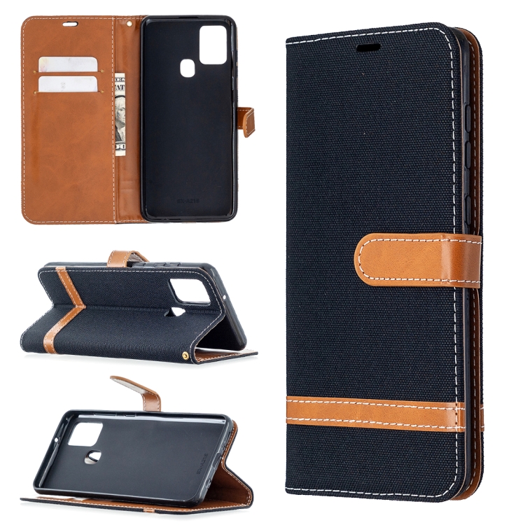 Knižkové puzdro pre Samsung Galaxy A21s - DENIM čierne