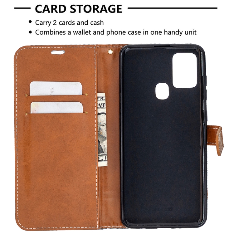 Knižkové puzdro pre Samsung Galaxy A21s - DENIM sivé