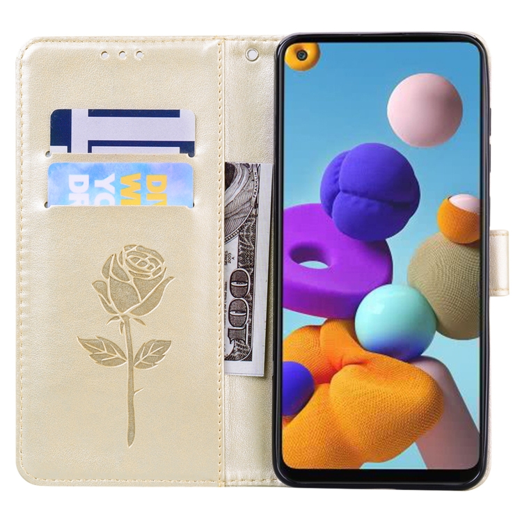 Knižkové puzdro pre Samsung Galaxy A21s - ROSE zlaté