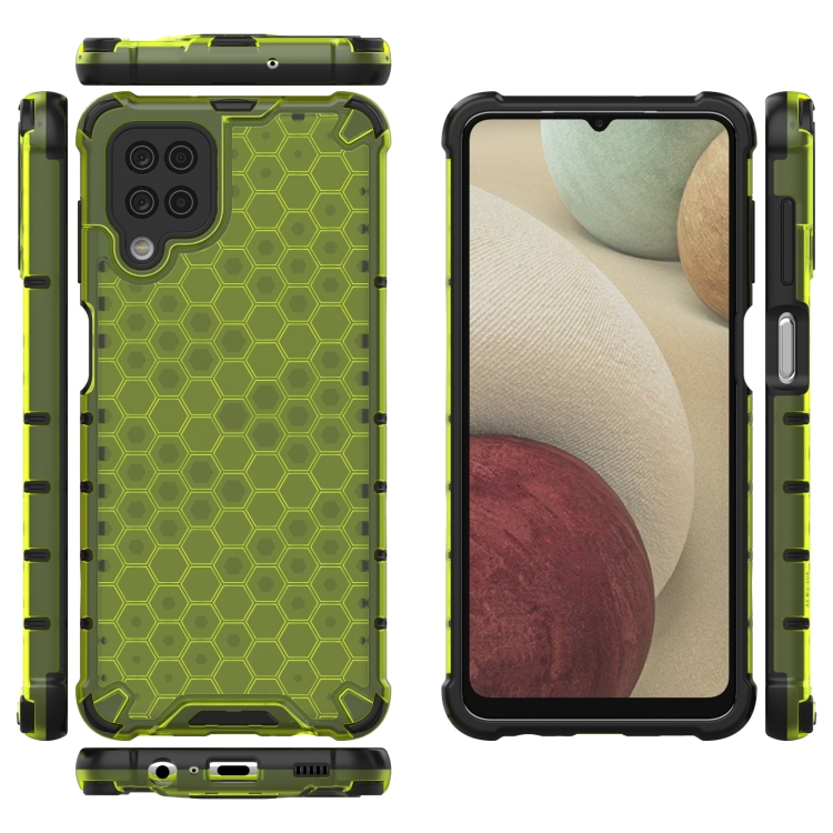 Tvrdený kryt pre Samsung Galaxy A12 - HONEYCOMB zelený