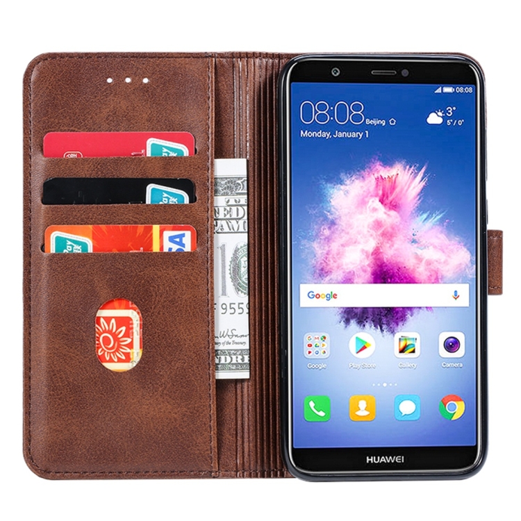 SKLO + PUZDRO 2v1 pre Huawei P SMART - Knižkové SOLID tmavo hnedé