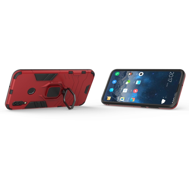 SKLO + PUZDRO 2v1 pre HUAWEI P Smart 2019 - Tvrdené RING ARMOR červené