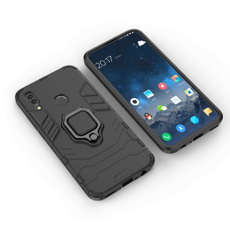 SKLO + PUZDRO 2v1 pre HUAWEI P Smart 2019 - Tvrdené RING ARMOR čierne