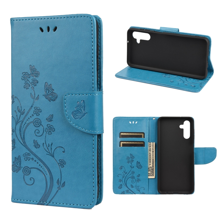 SKLO + PUZDRO 2v1 pre Samsung Galaxy A13 5G / A04s - Knižkové EMBOSSED modré