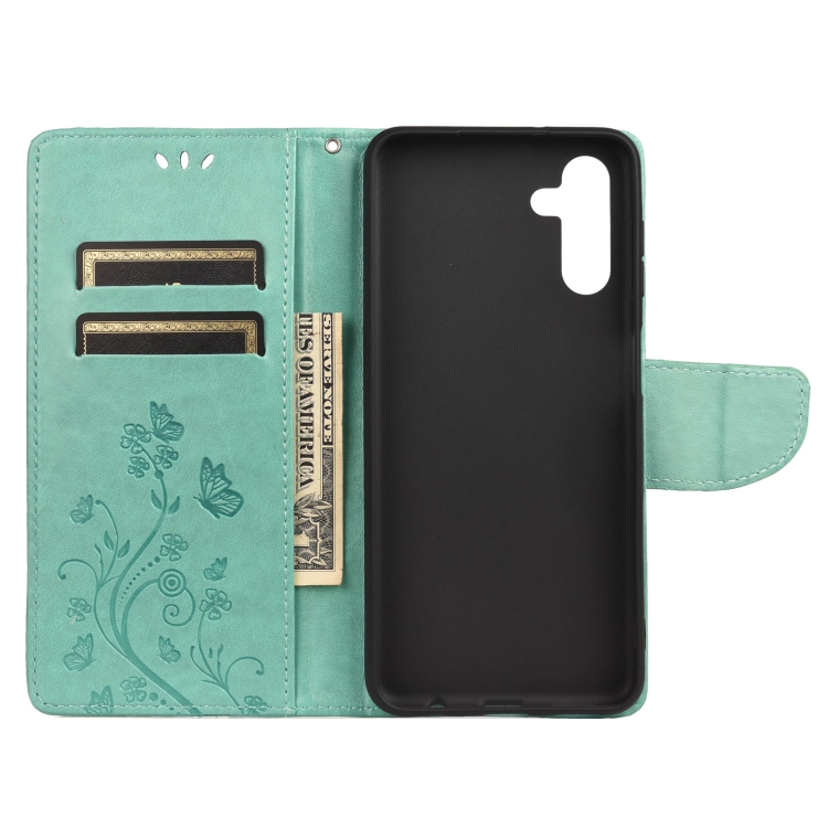 SKLO + PUZDRO 2v1 pre Samsung Galaxy A13 5G / A04s - Knižkové EMBOSSED zelené