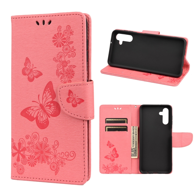 Knižkové puzdro pre Samsung Galaxy A13 5G / A04s - BUTTERFLY ružové
