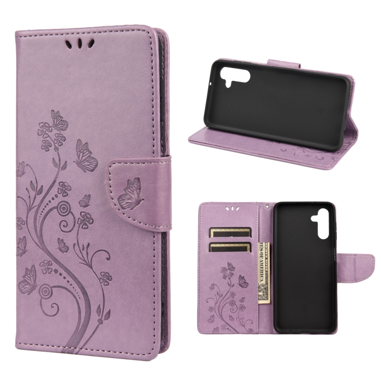 Knižkové puzdro pre Samsung Galaxy A13 5G / A04s - EMBOSSED fialové