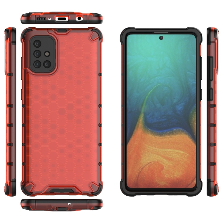 Tvrdený kryt pre Samsung Galaxy A71 - HONEYCOMB červený