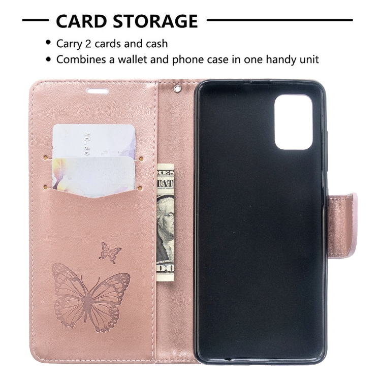 SKLO + PUZDRO 2v1 pre Samsung Galaxy A51 - Knižkové puzdro BUTTERFLY ružové