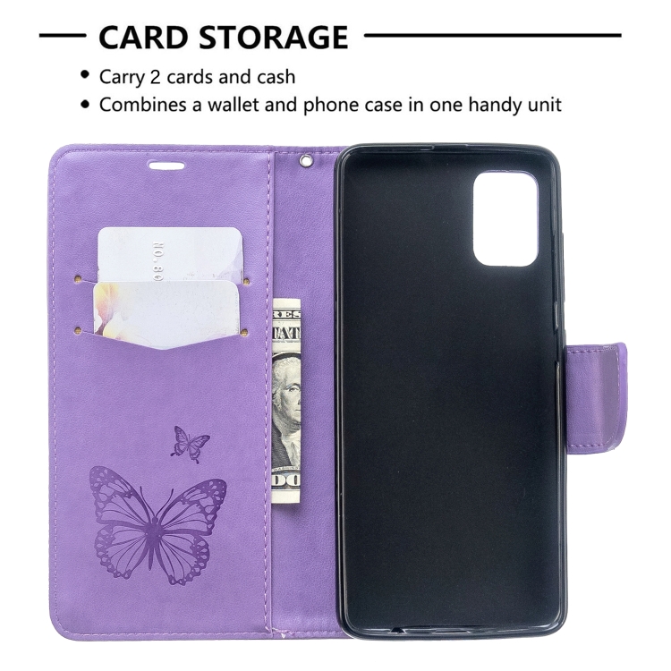SKLO + PUZDRO 2v1 pre Samsung Galaxy A51 - Knižkové puzdro BUTTERFLY fialové