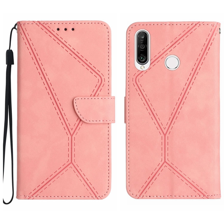 SKLO + PUZDRO 2v1 pre Huawei P30 Lite - Knižkové puzdro STITCHING ružové