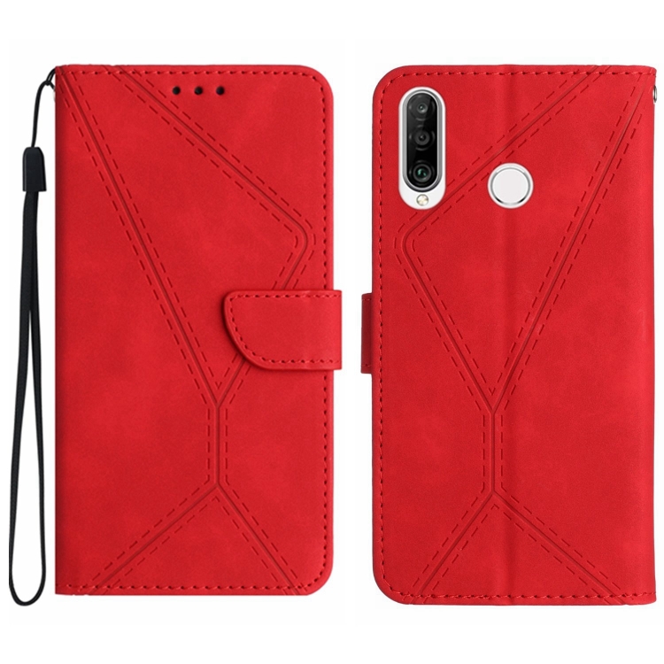 SKLO + PUZDRO 2v1 pre Huawei P30 Lite - Knižkové puzdro STITCHING červené