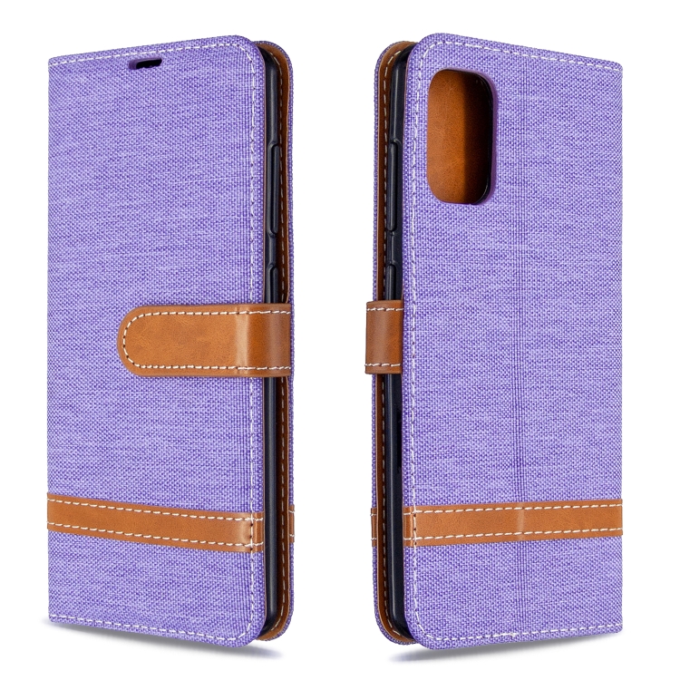SKLO + PUZDRO 2v1 pre Samsung Galaxy A41 - Knižkové puzdro DENIM fialové