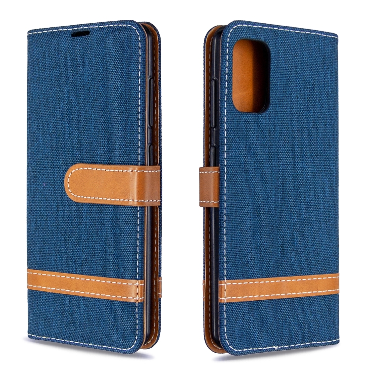 SKLO + PUZDRO 2v1 pre Samsung Galaxy A41 - Knižkové puzdro DENIM modré