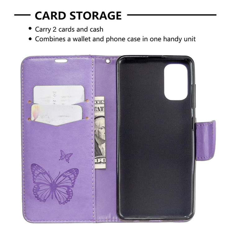SKLO + PUZDRO 2v1 pre Samsung Galaxy A41 - Knižkové puzdro BUTTERFLY fialové