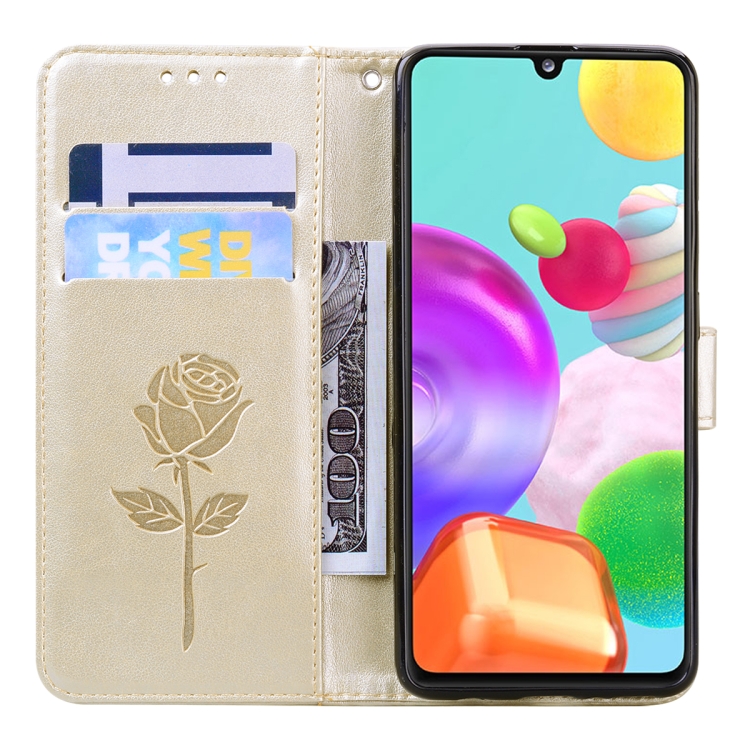 SKLO + PUZDRO 2v1 pre Samsung Galaxy A41 - Knižkové puzdro ROSE zlaté