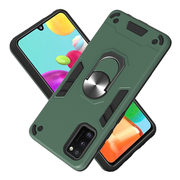 SKLO + PUZDRO 2v1 pre Samsung Galaxy A41 - Tvrdené RING ARMOR zelené