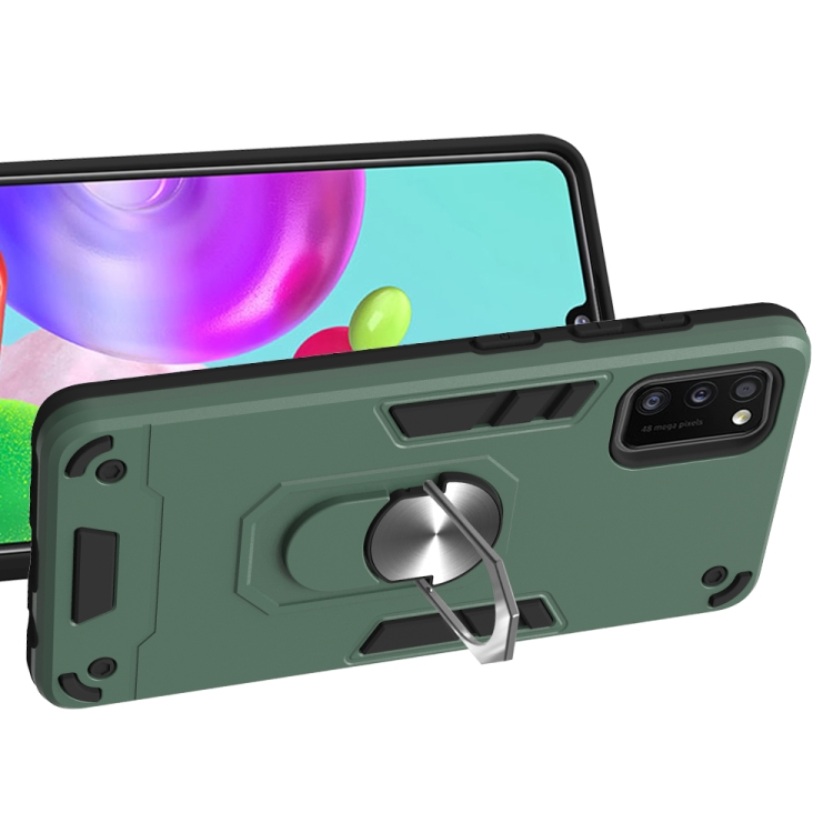 SKLO + PUZDRO 2v1 pre Samsung Galaxy A41 - Tvrdené RING ARMOR zelené