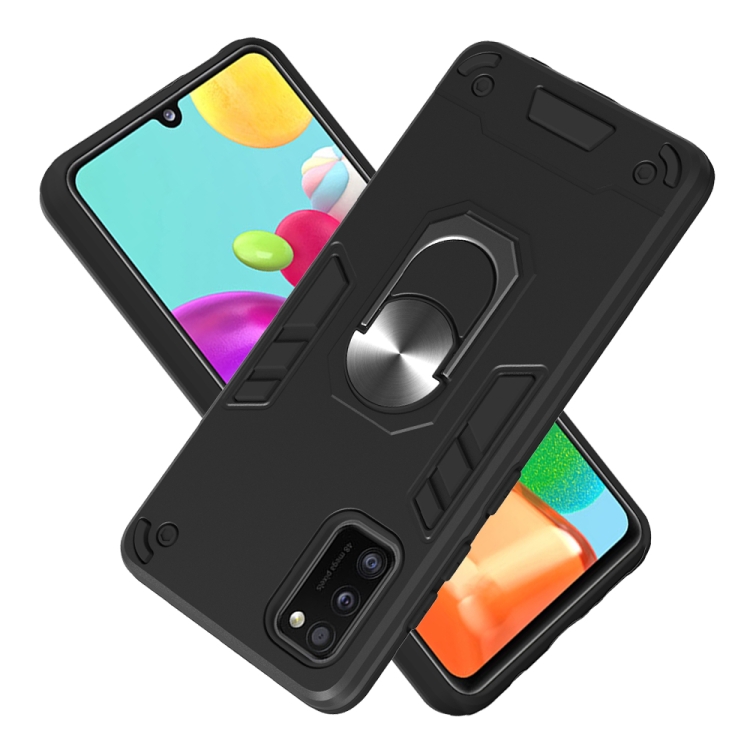 SKLO + PUZDRO 2v1 pre Samsung Galaxy A41 - Tvrdené RING ARMOR čierne