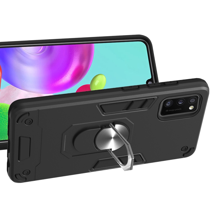 SKLO + PUZDRO 2v1 pre Samsung Galaxy A41 - Tvrdené RING ARMOR čierne
