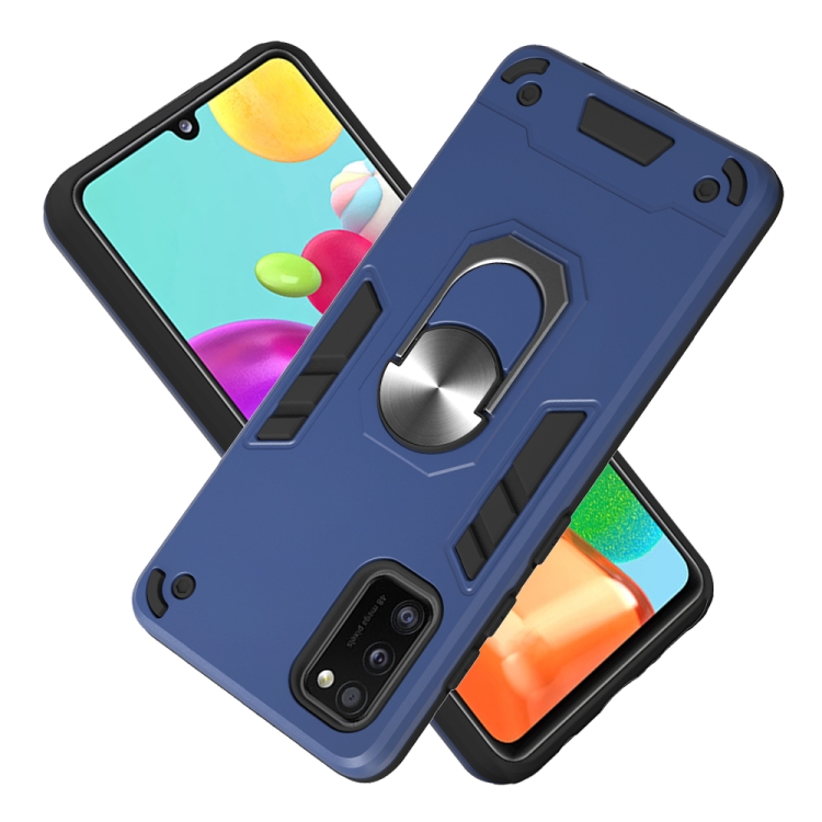 SKLO + PUZDRO 2v1 pre Samsung Galaxy A41 - Tvrdené RING ARMOR modré