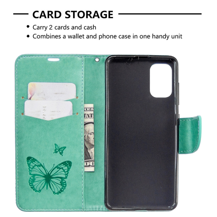 Knižkové puzdro pre Samsung Galaxy A41 - BUTTERFLY zelené