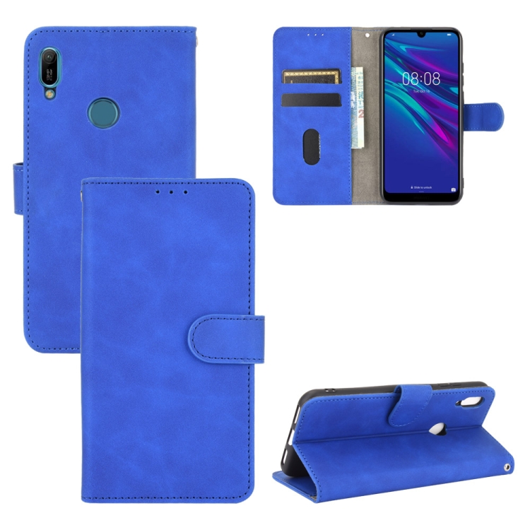 SKLO + PUZDRO 2v1 pre Huawei Y6 2019 - Knižkové puzdro SOLID modré