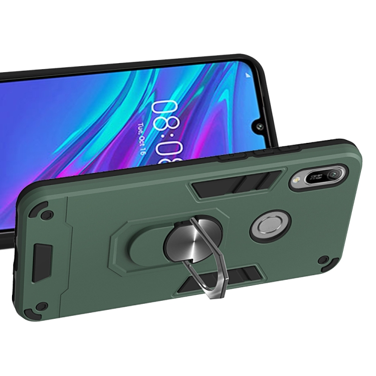 SKLO + PUZDRO 2v1 pre Huawei Y6 2019 - Tvrdené RING ARMOR zelené