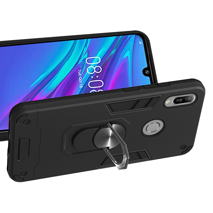 SKLO + PUZDRO 2v1 pre Huawei Y6 2019 - Tvrdené RING ARMOR čierne