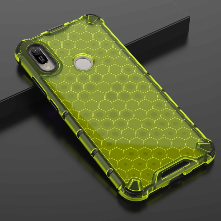 SKLO + PUZDRO 2v1 pre Huawei Y6 2019 - Tvrdené HONEYCOMB zelené