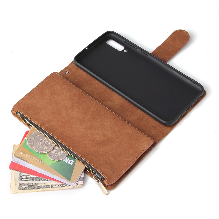 SKLO + PUZDRO 2v1 pre Samsung Galaxy A70 - Knižkové puzdro WALLET hnedé