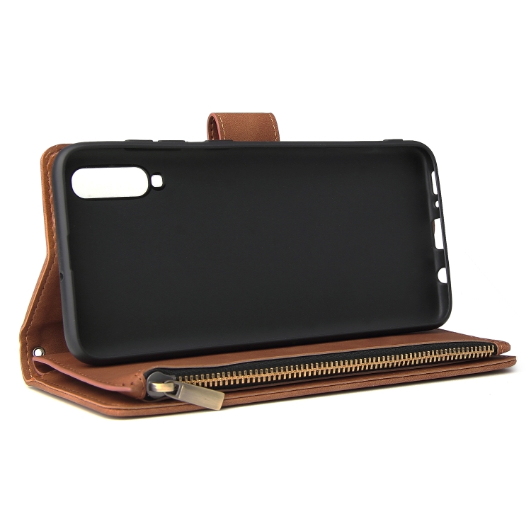 SKLO + PUZDRO 2v1 pre Samsung Galaxy A70 - Knižkové puzdro WALLET hnedé