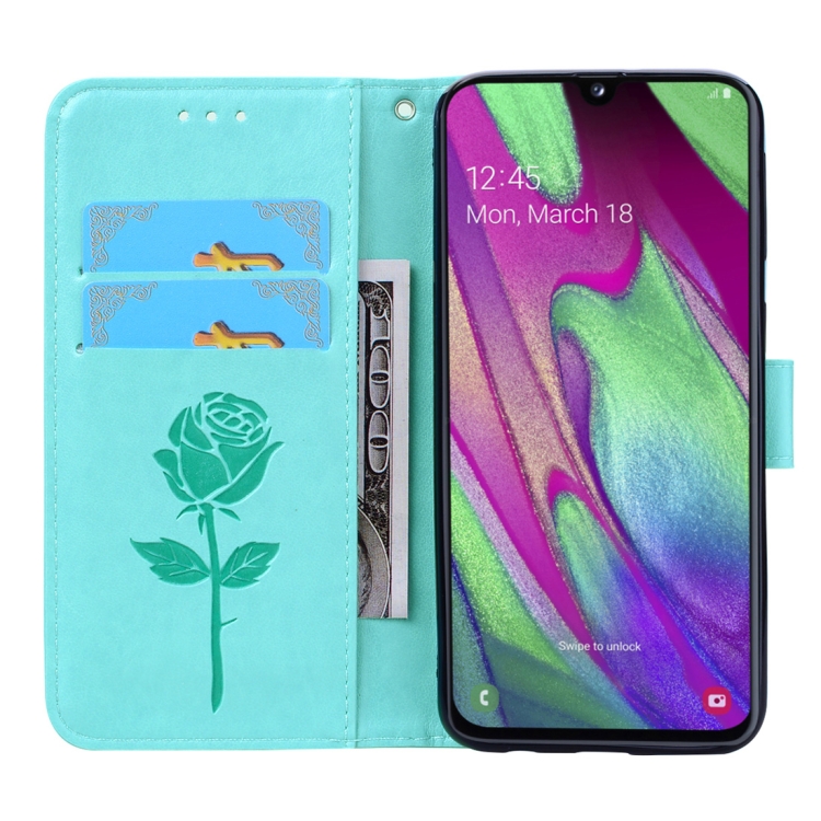 SKLO + PUZDRO 2v1 pre Samsung Galaxy A40 - Knižkové puzdro ROSE zelené