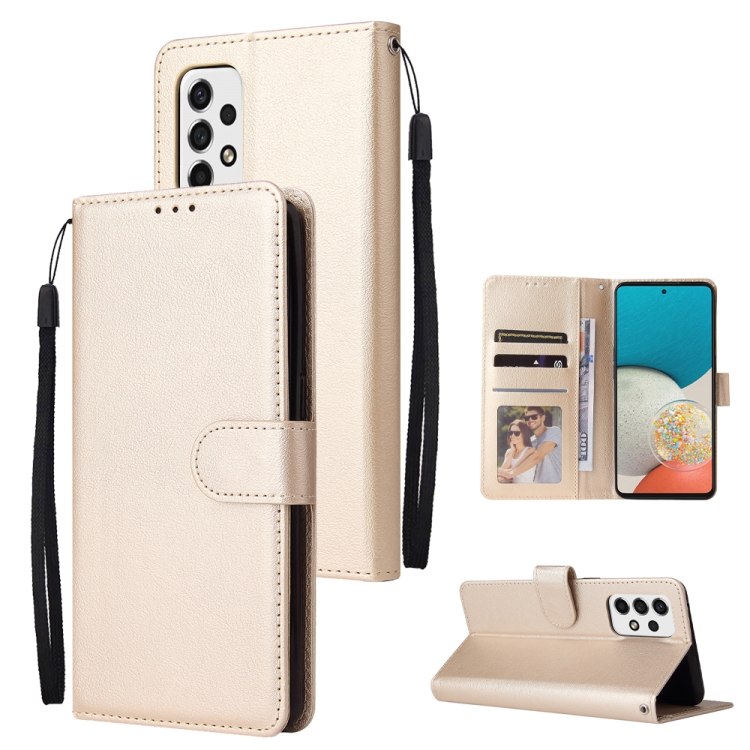 SKLO + PUZDRO 2v1 pre Samsung Galaxy A53 5G - Knižkové puzdro SOLID zlaté
