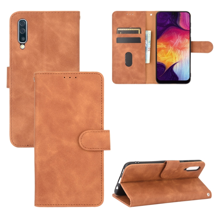 SKLO + PUZDRO 2v1 pre Samsung Galaxy A50 - Knižkové puzdro SOLID hnedé